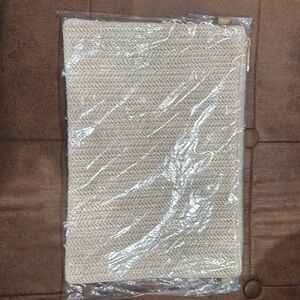 Pink lily straw ivory clutch